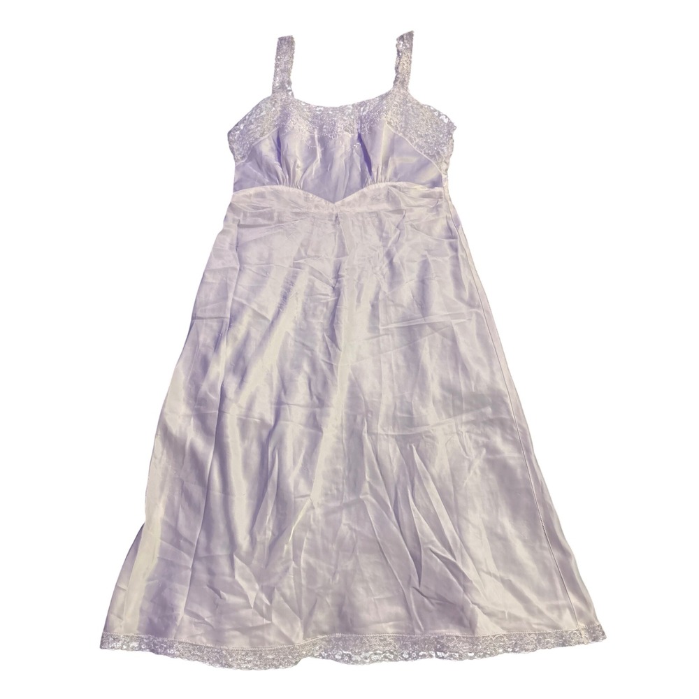 Vintage Colony Club Double Exposure White Satin Lace Full Slip Nightgown